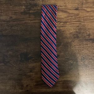 Red, White, and Navy diagonal striped tie.